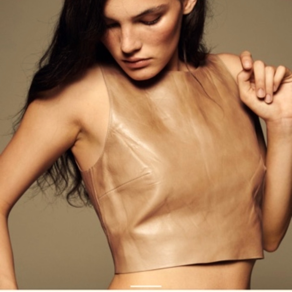 Zara real leather top
